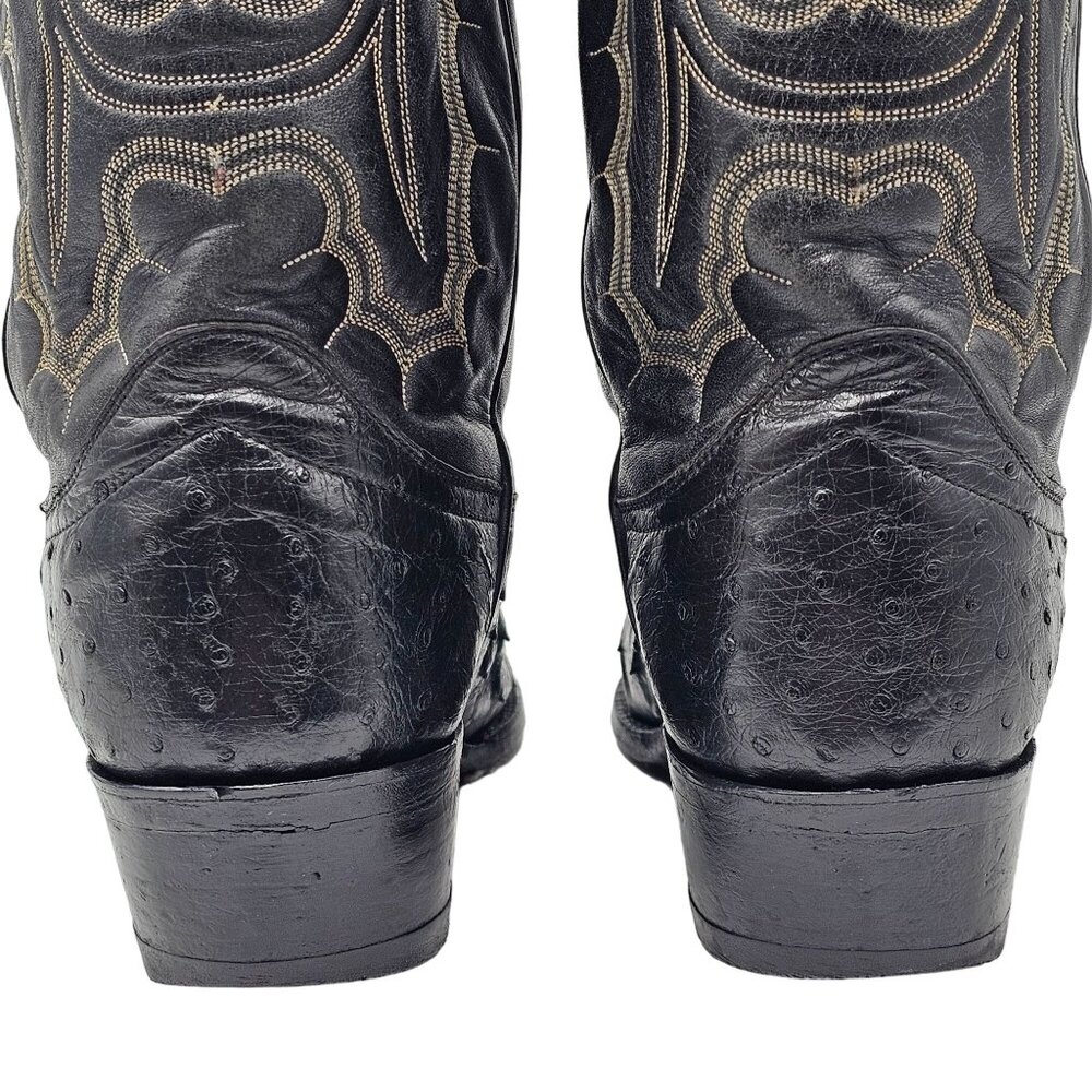 Vintage Honcho Boots Exotic Full Quill Ostrich Black Cowboy Western Mens 10D USA - Picture 9 of 16